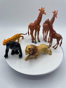 Vintage Lot of 6 Jungle Safari Zoo Animals 1970s-80's Non Articulated Lion