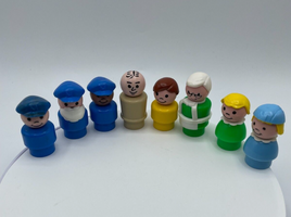 Vintage Lot of 8 Fisher Price Little People Figures Sesame Street Airport 1980's