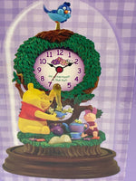 Disney Winnie the Pooh & Piglet Glass Dome Tree  Sculpted Anniversary Clock New