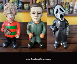 Horror Movie Garden Gnome Statues Lot Michael Myers Freddy Krueger Ghostface