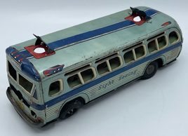 Vintage 1950's Yonezawa Express Sightseeing Bus Tin Litho Friction Toy Car 9"