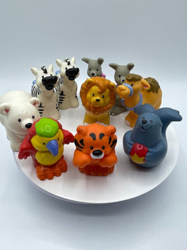 Vintage Lot of 10 Fisher Price Chunky Little People Jungle Zoo Animal Figures