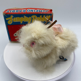 Vintage Wind Up Jumping Easter Bunny Rabbit Original Box OKA Made in Japan Toy