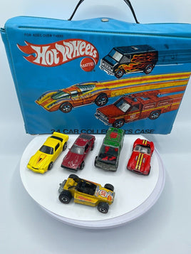 Vintage 1975 Hot Wheels 24 Car Collector's Redline Case, Trays, 5 Car Lot Mattel