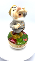 Vintage Walt Disney Snow White Sneezy Schmid Rotating Music Box Figurine Statue