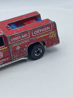 Vintage Hot Wheels Redline Emergency Unit 50 Red Fire Truck 1974 Hong Kong