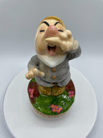 Vintage Walt Disney Snow White Sneezy Schmid Rotating Music Box Figurine Statue