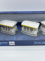 Disney World Parks Parking Lot Tram Transport 4 Piece Die Cast Metal Set