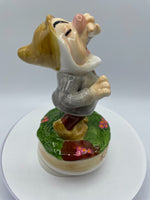 Vintage Walt Disney Snow White Sneezy Schmid Rotating Music Box Figurine Statue