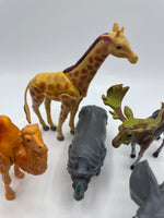 Vintage Lot of 6 Jointed Jungle Safari Zoo Animals Elephant Camel Zebra 1970s-80