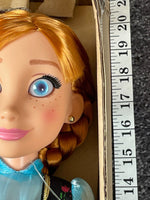 Disney Frozen Rare Large 18" Anna Doll Jakks Pacific & Tiara Earrings Necklace