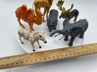 Vintage Lot of 6 Jointed Jungle Safari Zoo Animals Elephant Camel Zebra 1970s-80