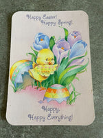 Vintage 1980's Hallmark Postcard Baby Chick & Eggs Happy Spring & Easter Card