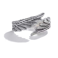 Adjustable Angel Wings Feathers Metal Ring