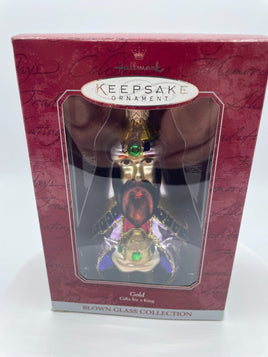 Vintage Hallmark Christmas Ornament "Gold" Gifts For A King Blown Glass 1998