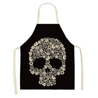 Gothic Biker Heavy Metal Black Skull of Flowers Apron for Cooking Gardening Art