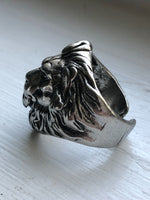 Adjustable Lion Head Ring Motorcycle Lovers Heavy Metal Music Gift