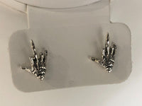 Gothic Skellington Hand Middle Finger Mini Stud Earrings Horror Lovers Gift