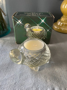 Vintage Avon "Sparkling Turtle" Meadow Morn Fragrance Candle Holder New Unused