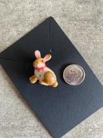 Cute Rhinestone Brown Bunny Rabbit Lapel Pin Brooch Easter Spring Men Women Kids