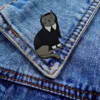 Wednesday Addams Pin Wednesday as a Cat Lapel Pin The Addams Family Funny Cats