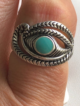 Adjustable Turquoise Eye Ring Western Style Cowboys Indian Yellowstone Gift