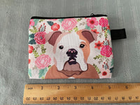 Women's Zippered Bulldog Flowers Wallet Cute Purse Dog Mom Fur Mom Gift