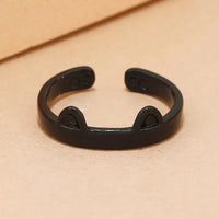 Black Kitty Cat Ears Adjustable Ring