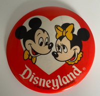 Vintage Disneyland Button Mickey Mouse Minnie Mouse Pin Disney World Pinback