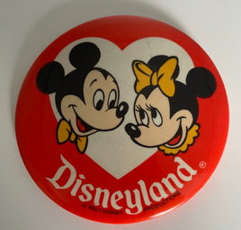 Vintage Disneyland Button Mickey Mouse Minnie Mouse Pin Disney World Pinback