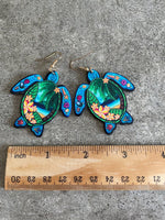 Summertime Beach Sea Turtle Dangle Earrings Caribbean Style Jewelry