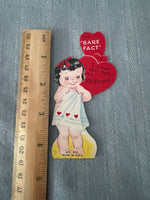 Vintage Little Bare Girl in Towel Valentines Day Card Early 1900's Die Cut