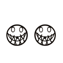 Black Smiley Face Monster Gothic Stud Earrings Horror Wife Lovers Gift