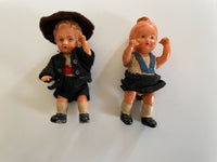 Vintage 1950's Red Letter Day School Hansel and Gretel Posable Baby Dolls