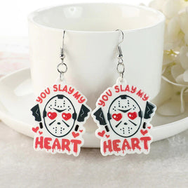 Custom Horror Heart Earrings Jason Vorhees Friday the 13th