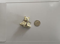 Vintage White Enamel Polar Bear with Scarf Brooch Pin Jewelry