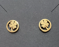 Mini Four Leaf Clover Stud Earrings St. Patrick's Day Good Luck Women Children