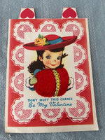 Vintage Don't Muff this Chance Girl Valentines Day Card Early 1900's Unused