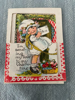 Vintage Mini Valentines Day Card Early 1900's Children & Dog Little Girl & Boy