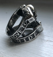 ''Love to Ride'' Skull Ring Adjustable Motorcycle Ring