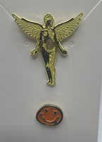 Nirvana In Utero Angel & Smiley Face Pin Set of 2 Grunge Bands Kurt Cobain