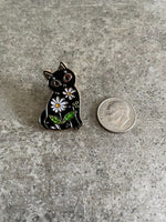 Anime Cartoon Cat and Flowers Lapel Pin