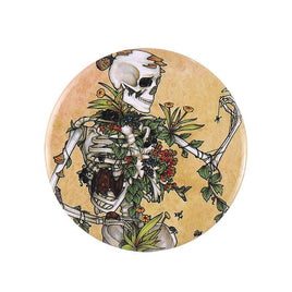 Gothic Skeleton in Flowers Vintage Style Button Goth Lovers Pin Horror Pinback