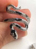 Adjustable Black Rhinestone Snake Ring