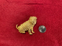 Vintage Shar Pei Wrinkles Dog Brooch Pin Signed JJ 1986 Jewelry