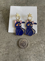 Sailor Moon Cartoon Luna Anime Cat Earrings