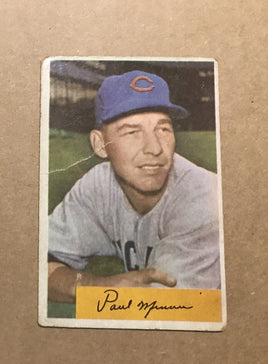 1954 Paul Minner card # 13 Pitcher Chicago Cubs Vintage Baseball Card