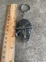 Star Wars Millennium Falcon Silver Metal Keychain Sci Fi Fan Gift Han Solo