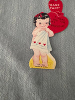 Vintage Little Bare Girl in Towel Valentines Day Card Early 1900's Die Cut