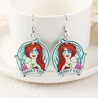 Custom Dead Disney Princess Ariel The Little Mermaid Deadly Kiss Goth Earrings